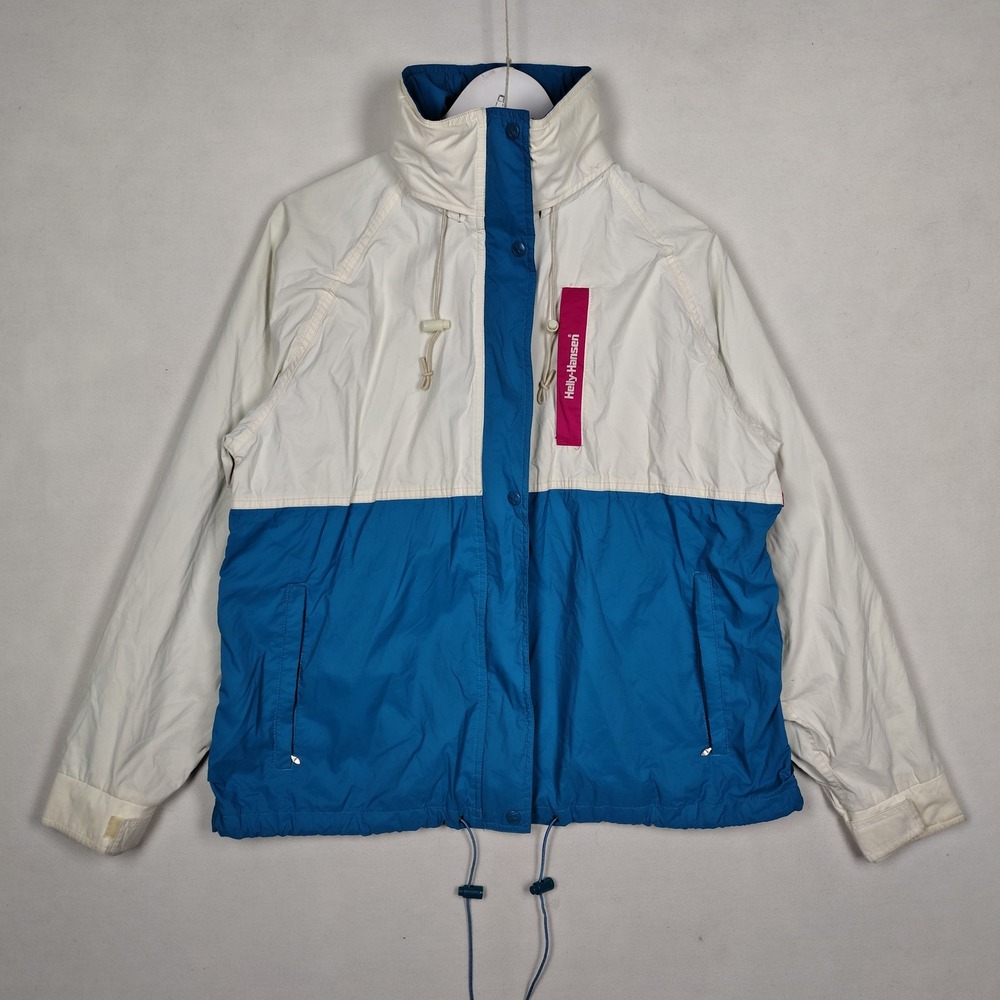 Vintage Helly Hansen Helly-Tech Sailing Jacket Colorblock Blue White Pink Large